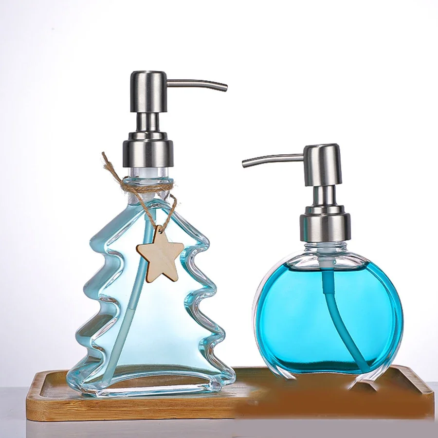 Christmas Tree Soap Dispenser Liquid Soap Dispenser Bathroom Glass Hand Sanitizer Lotion Bottle Household Storage Accessories