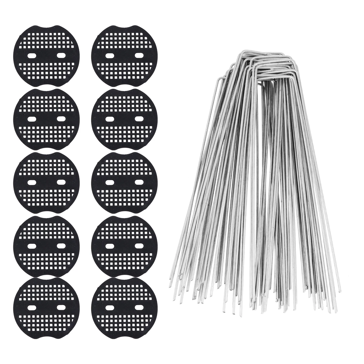 

50 Pcs Steel U-Shaped Nail Garden Pile Fixing Turf Tool Silver Peg Heavy Structure Anti Rust Suitable for Anchoring Fences Tarps