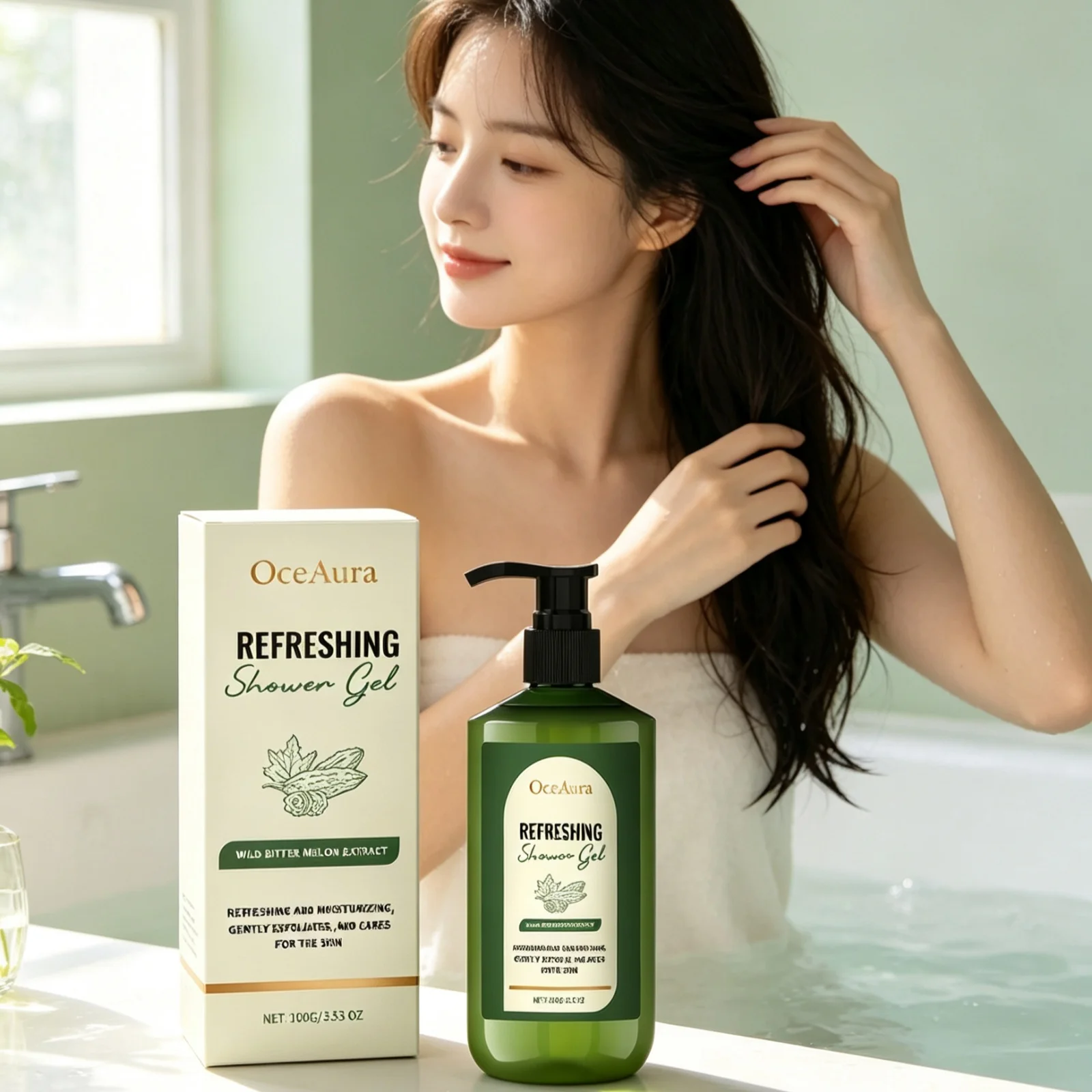 OceAura Refreshing Body Wash Long Lasting Hydration Reduce Peeling Soothing Skin Dryness Improve Dullness Gentle Shower Gel 100g