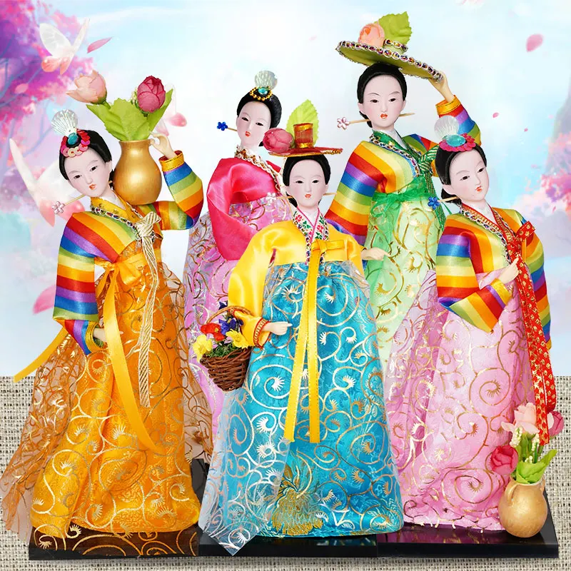 resin Korean Hanbok Folk Statuette 30CM Beauty Women Wedding Home Decor Art Gift Crafts for Decoration ZL230