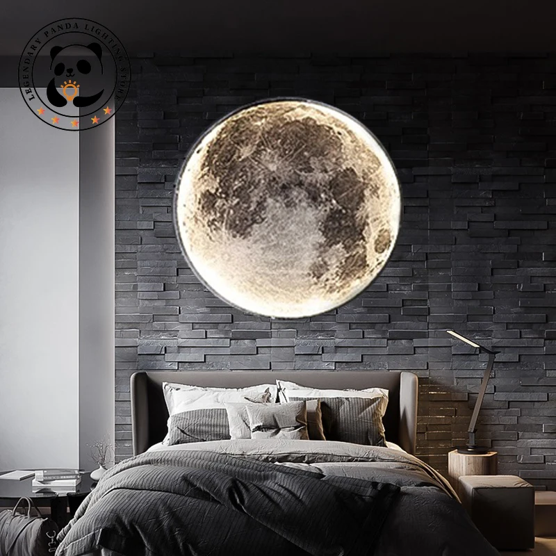 Modern Moonlight Led Wall Lamps Bedroom Bedside Background Home Art Decoration Wall Lights Creative Earth Stair Interior Sconces