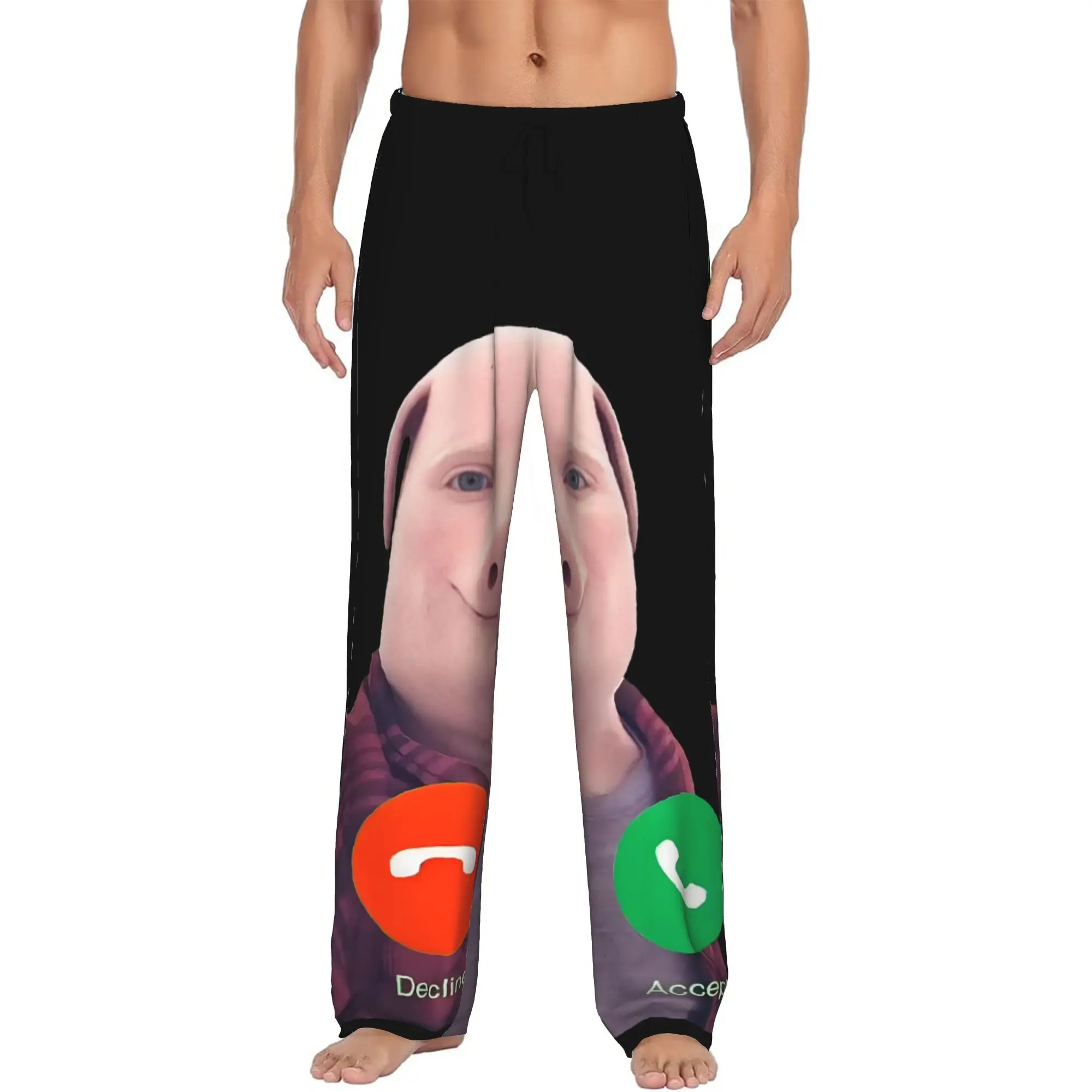 Custom Print John pork is calling Pajama Pants for Men Funny Pig Sleep Sleepwear Bottoms with Pockets