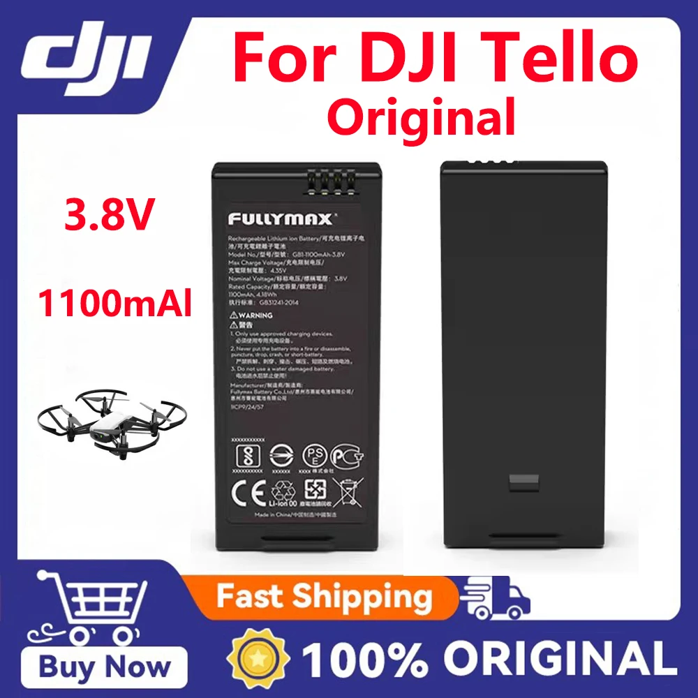 Pour Drone de vol Intelligent DJI Tello batterie d'origine 3.8V 1100mAh batterie Rechargeable accessoires pièce de rechange