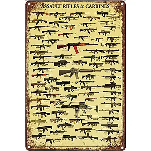

Original Retro Design Submachine Gun Tin Metal Signs Wall Art | Thick Tinplate Print Poster Wall Decoration for Man Cave