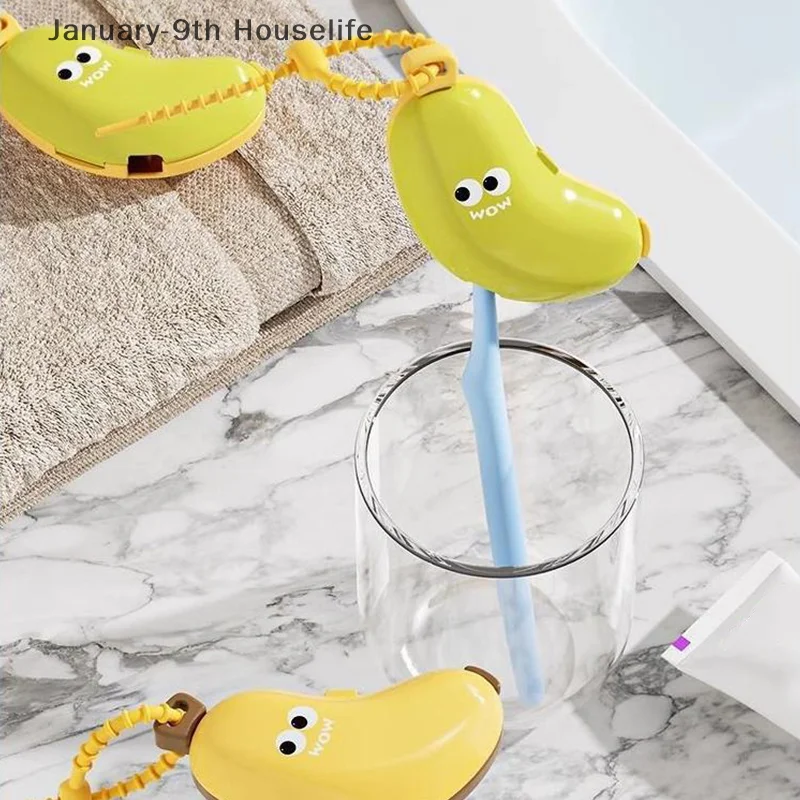 Banana Toothbrush Head Protective Cover With Toothpaste Compartment Toothbrush Dust Clamp Portable Travel Style Storage Box