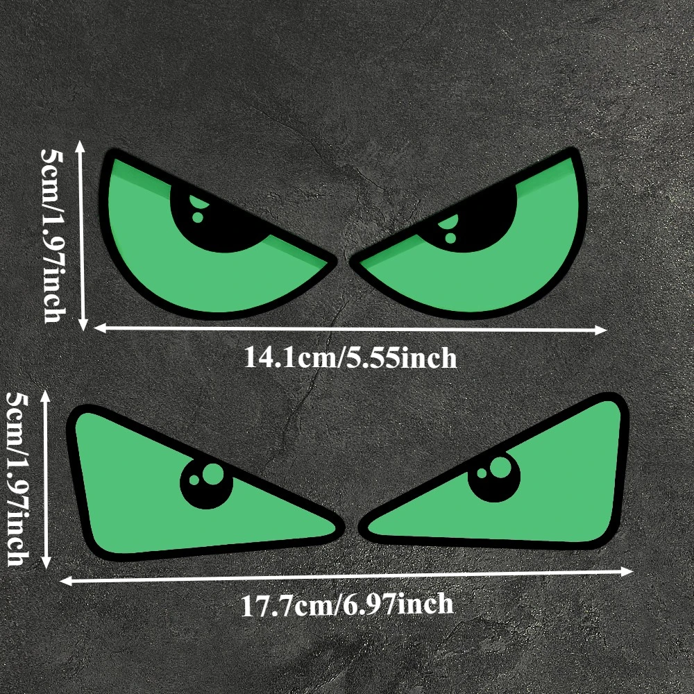 1Pair Luminous Devil Eye Motorcycle Stickers Waterproof for DIY Headlight Fairing Helmet Fuel Tank Glow-in-the-dark Vinyl Decals