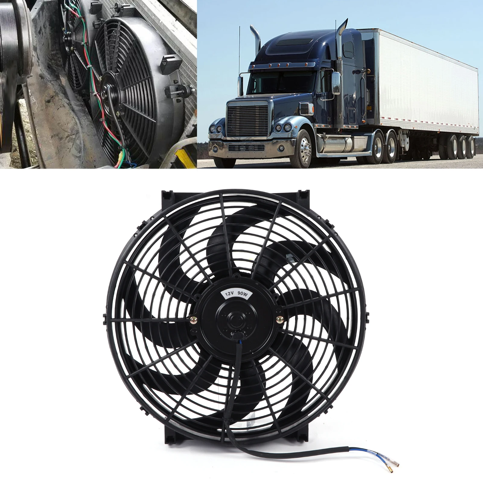 14in مشعاع كهربي مروحة التبريد تصاعد عدة 12 فولت 90 واط سليم مروحة دفع سحب مشعاع كهربي مروحة التبريد مروحة مشعاع