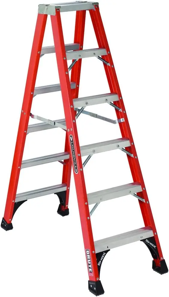 

Ladder 6-Foot Fiberglass Twin Front Step Ladder, 375-Pound Load Capacity