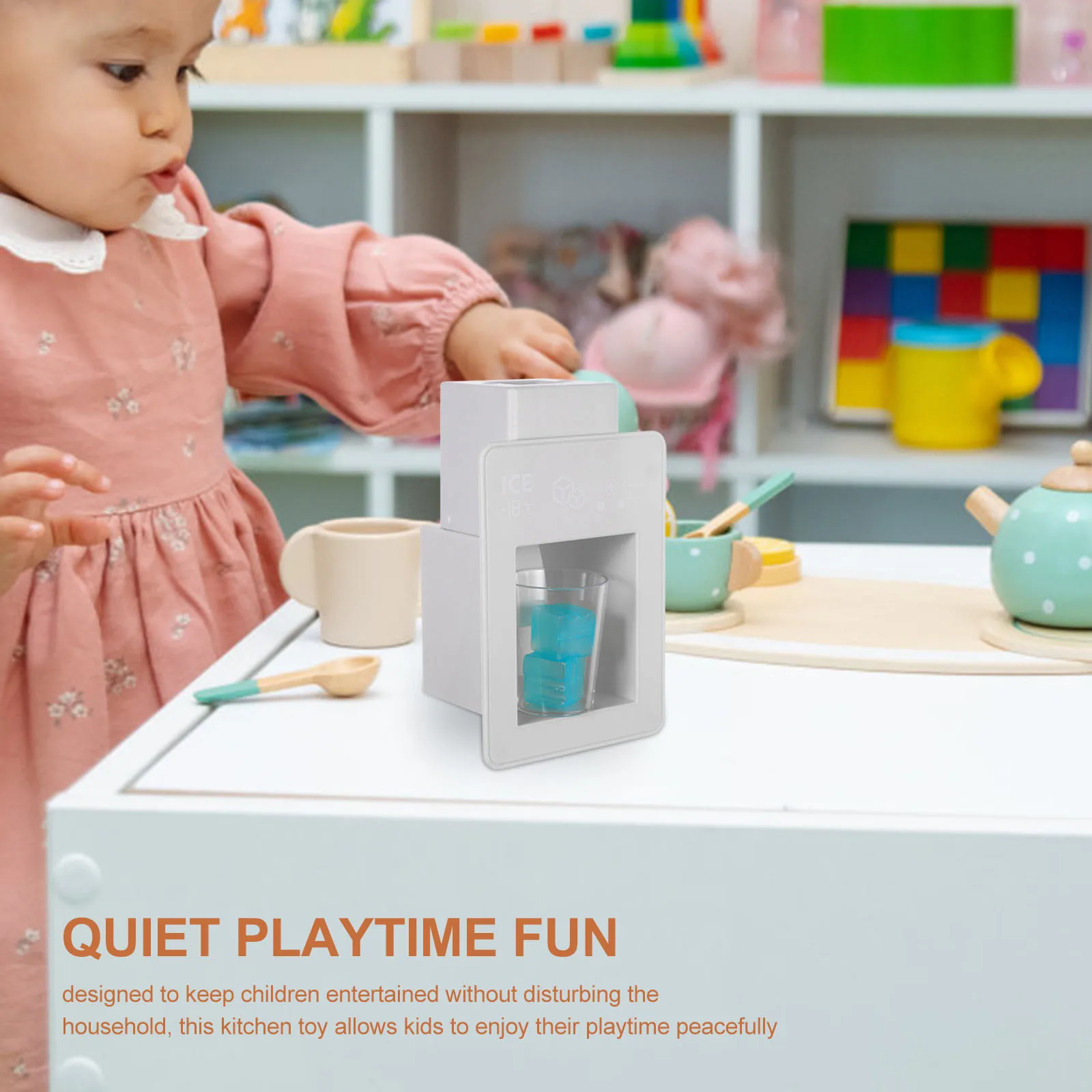 1 conjunto crianças cozinha playset realista fingir máquina de gelo mini aparelho com cubos de gelo artificiais interativo crianças cozinha jogar conjunto