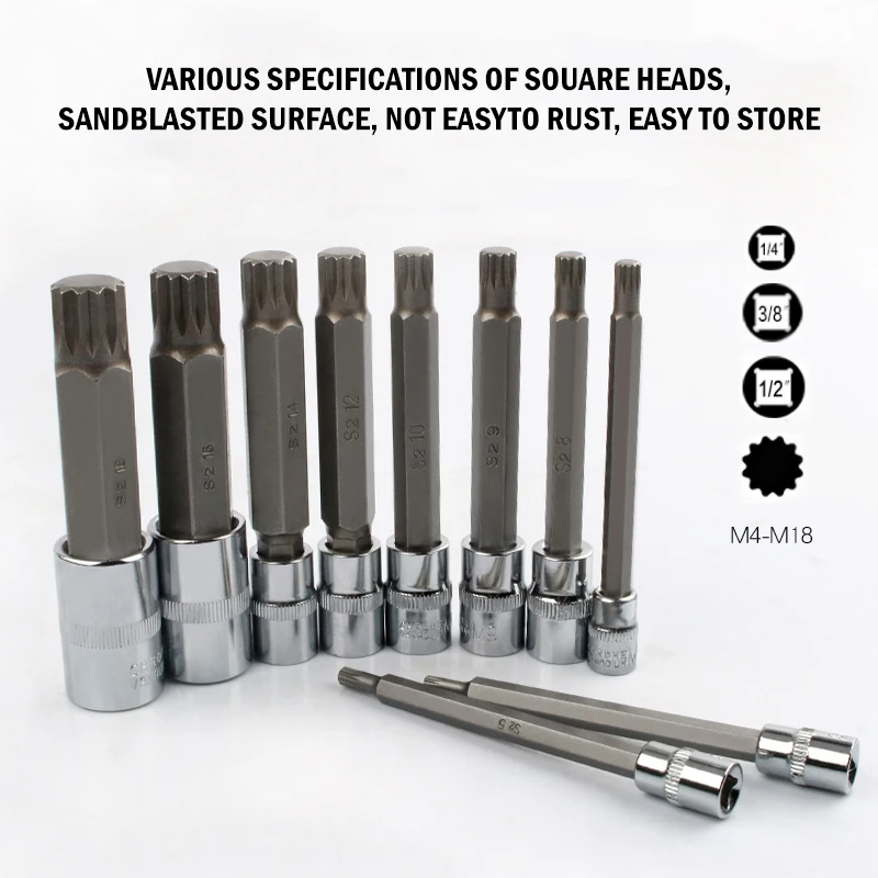 10 PCS Of 12-Point Batch Head Socket M4~M18 Quick Wrench Plum Blossom Screwdriver Star-Shaped Nozzle Tool Key