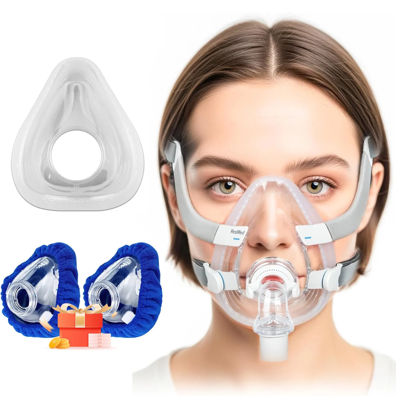 

CPAP-маска для лица AirFit F20 с 2 вкладышами для маски, сменная подушка для носа, совместимая с крышками для лица Airfit F20, маска для носа