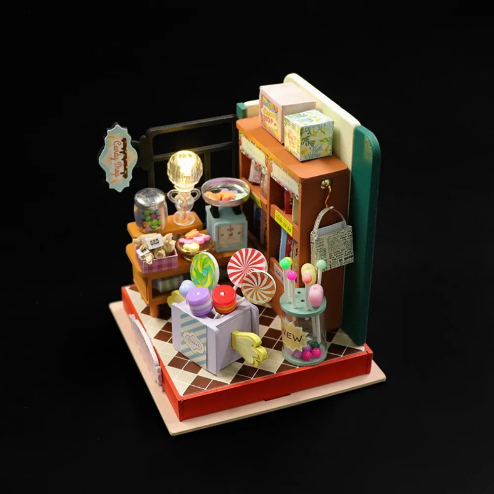 

Handmade Coffee Shop Dollhouse Kit Mini Size Assembly Required Wooden Assembly Toy 3D Design Wooden Material Miniature Dollhouse