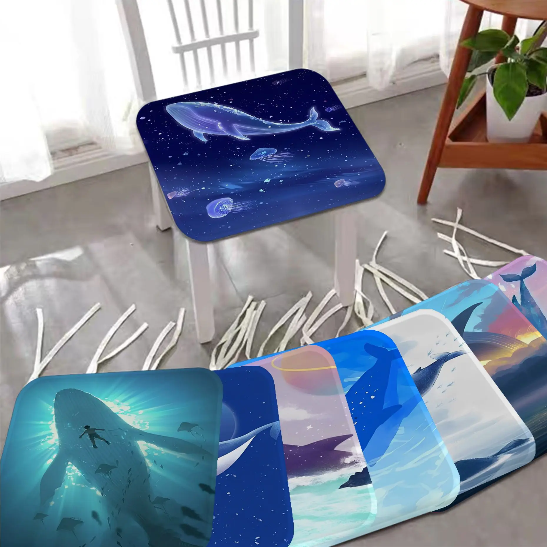 

Anime Whale Creative Seat Cushion Office Dining Stool Pad Sponge Sofa Mat Non-Slip Cushions Home Decor