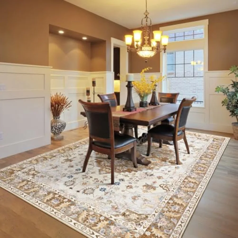 Vintage Design Area Rugs for Living Room 4x6 Machine Washable Floral Collection Traditional Bedroom Rug Low Pile Cute Room Prin