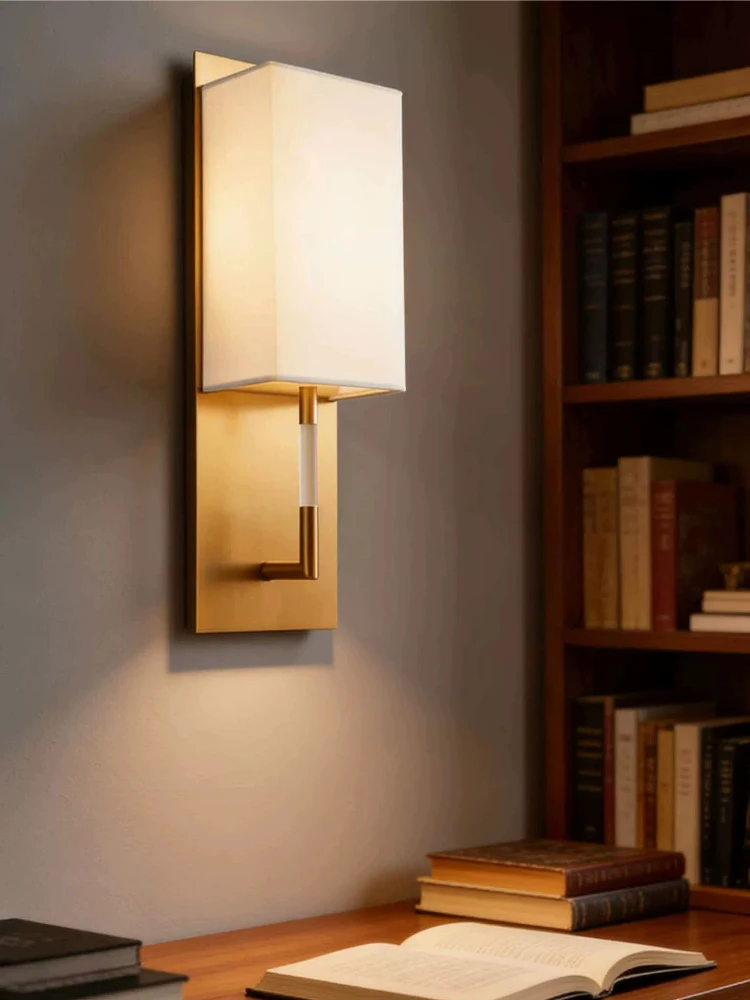 New Chinese style villa living room background wall cloth cover wall lamp hotel guest room corridor corridor wall lamp
