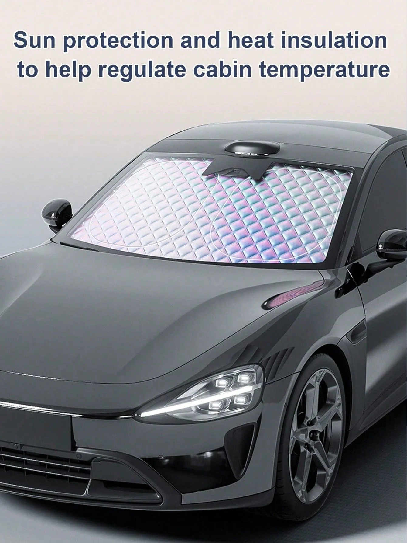 2026 Upgraded Holographic Double Layer Car Sun Visor, Laser Silver & Diamond Mesh Heat Insulation, Universal for Cars & SUVs - view 6