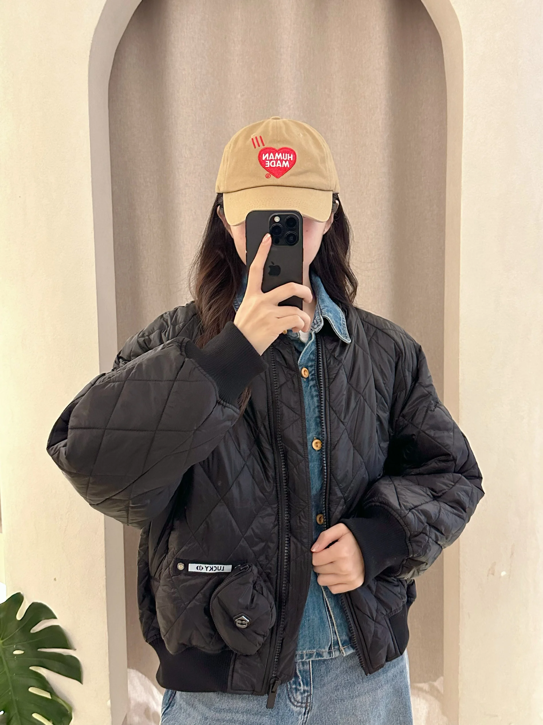 

Lucky25 New Women's Loose Fit Thickened Cotton Jacket Casual Versatile Warm Bread Style Coat Long Sleeve Zipper Closure