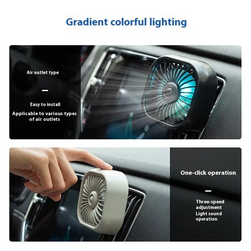 1 Piece 3 Speed Car Air Outlet Fan USB Cooling Fan With Color Changing Light Car Rear Seat Heat Dissipation Car Accessories