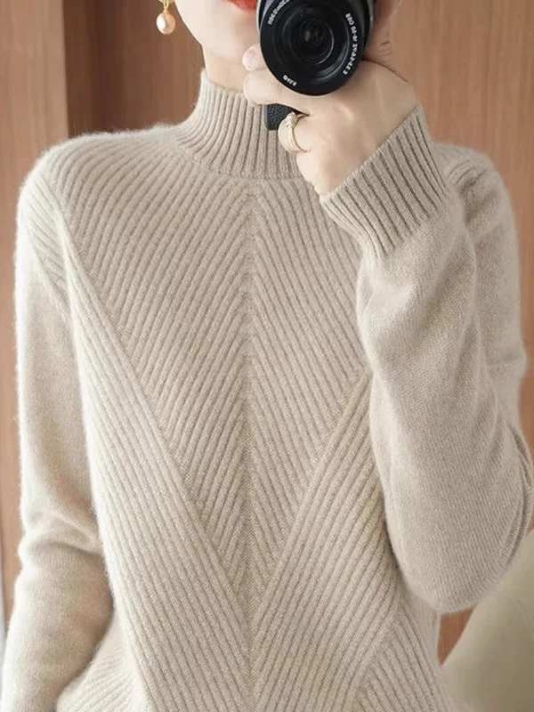 

Loose Women's f-High Collar Knitwear Autumn Winter New Sle Korean Version Faion Slimming Base Layer Top Outerwear