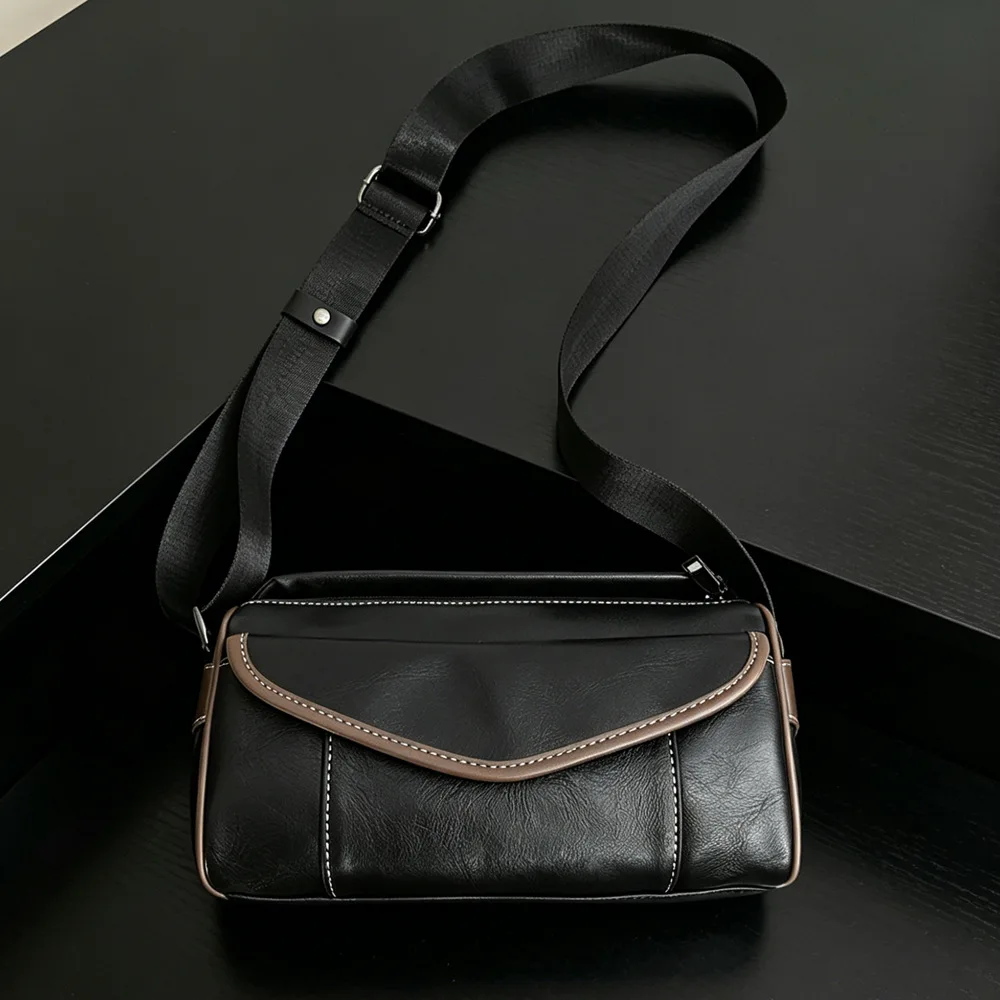 Modische Umhängetasche für Herren Luxuriöse Retro Herren-Umhängetaschen Weiche PU-Leder Schultertasche für Männer Rechteckige Sling-Tasche – Detail 5