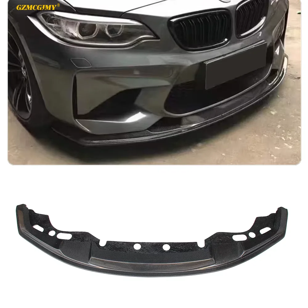 سبويلر شفة أمامي من ألياف الكربون الحقيقية عالي اللمعان لسيارات Bmw F87 M2 2014 + أطقم هيكل الشفاه الأمامية من ألياف الكربون 2014 2015 2016 2017 2018
