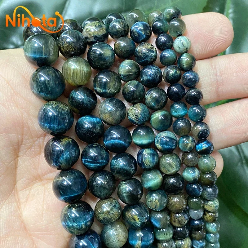 Natural Stone Multicolor Gray Blue Tiger Eye Stone Round Loose Beads 6/8/10mm Bracelets Ear Studs DIY for Jewelry Making 15\