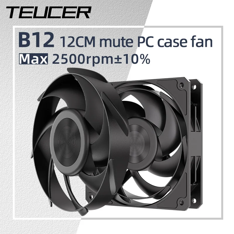 

Teucer B12 12cm PC Case Fan 12V 4PIN PWM Max 3000rpm CD Pattern Annular Fan Blade Design More Stable Quieter for CPU Cooling