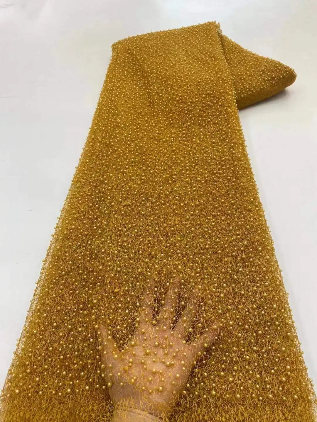 8 Colors African Beads Sequins Net Lace Fabric High Quality Embroidery French Mesh For Nigerian Party Evening Dress Material