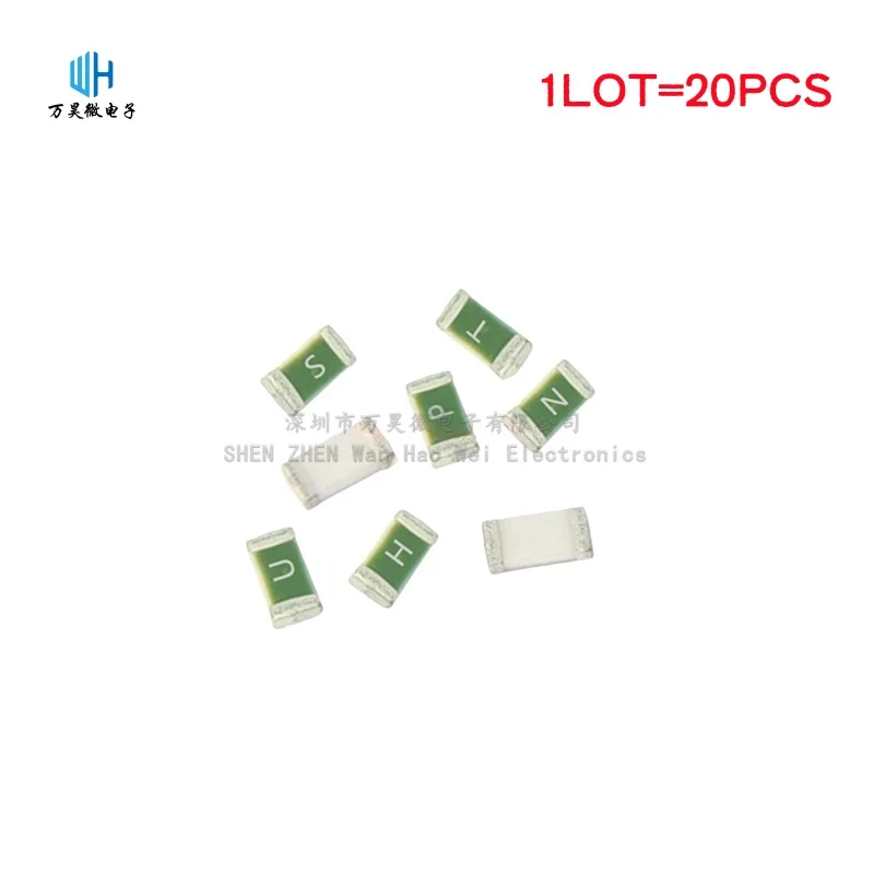 20 Stück einmalige SMD-Sicherung 1206 3216 0,25 A 375 mA 0,5 A 0,75 A 1 A 2 A 3 A 7 A 8 A 10 A 15 A 20 A 30 A flinke Keramik-Oberflächenmontage-Sicherung