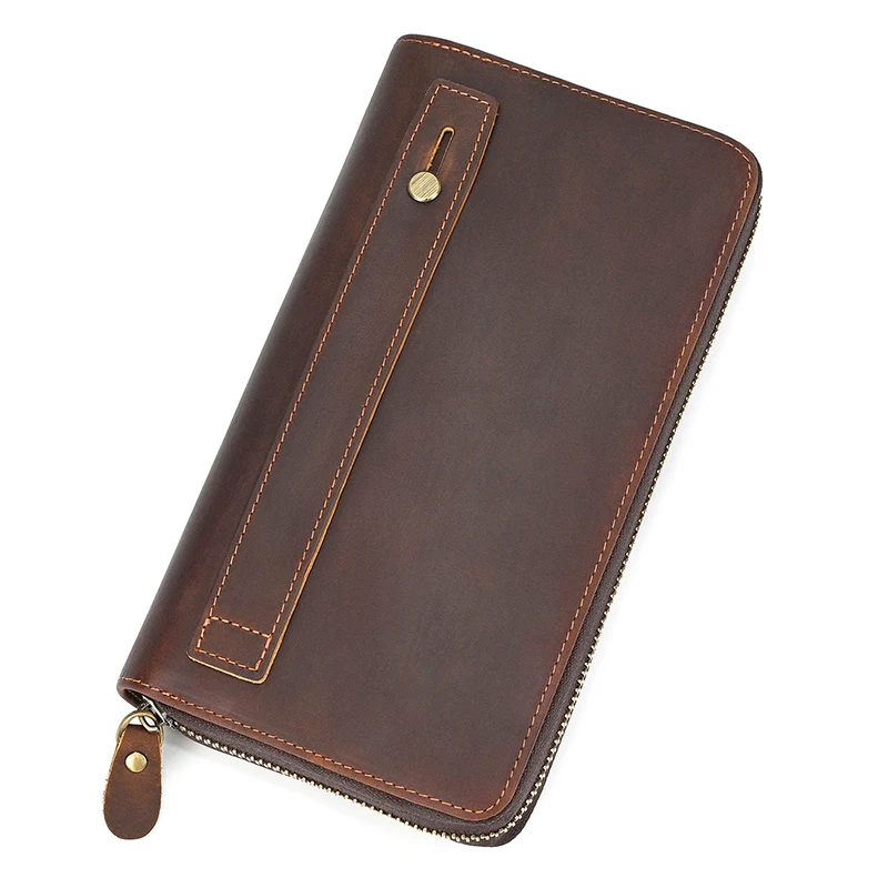 

High Quality Leather Clutches For Men Male Long Purse Clutch Genuine Leather Male Long Wallet With Wristlet Large Card Holder