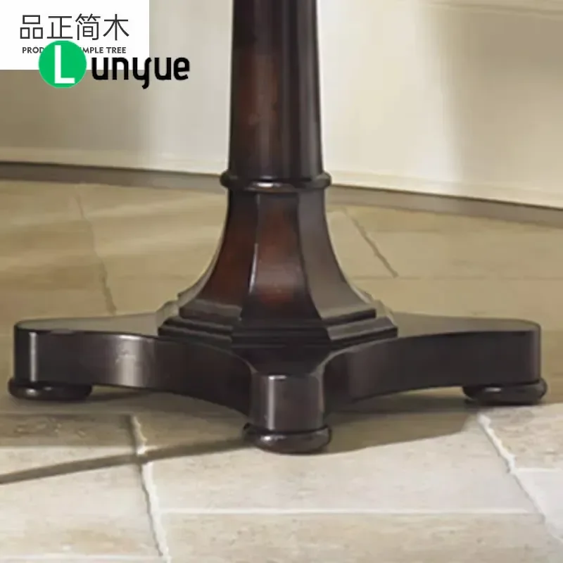 American Style Solid Wood Corner Side Table Single Leg Imitation Old Brown Paint Small Living Room Furniture Imported China