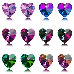 10/14/18mm Colorful Crystal Heart Charms Pendant Love heart Gemstones Glass Beads For Women Jewelry Making DIY Necklace Earrings