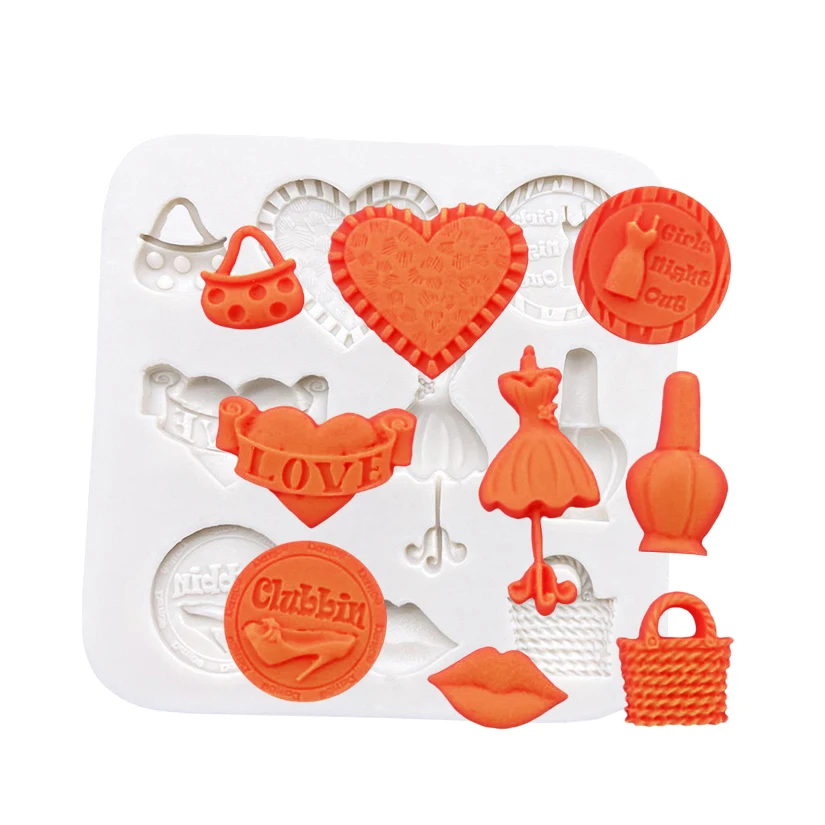 Love Lip Heart Skirt High Heels Silicone Mold Sugarcraft Chocolate Cupcake Baking Mold Fondant Cake Decorating Tools