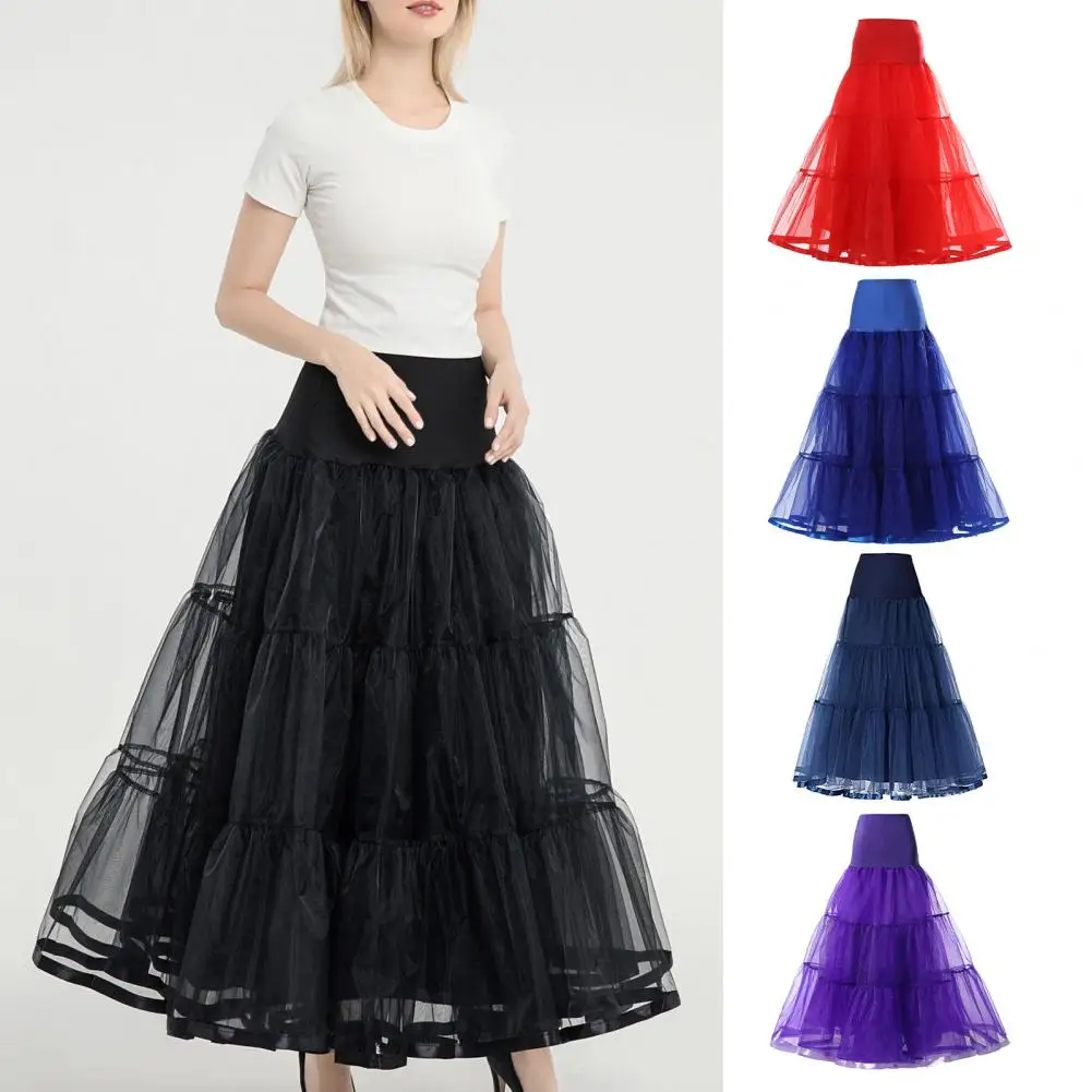 

Elegant Ruffled Mesh Tulle Skirts Women Summer Vintage Multilayer High Waist A-line Mesh Cake Long Skirts Lady Aesthetic Faldas