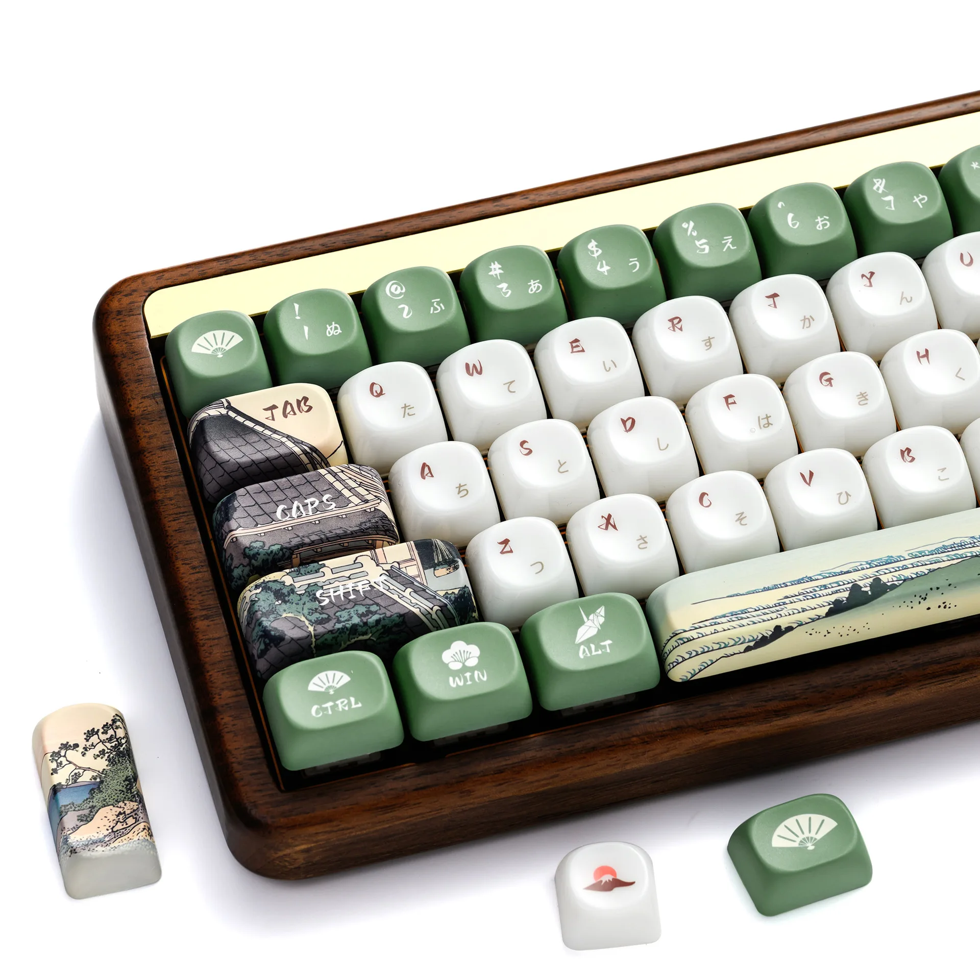 Ukiyo E Japanese Style Keycaps PBT+PC Dual Material Dye Sublimation 129 Keys Full Set For Magnetic Switch Mechanical Keyboar