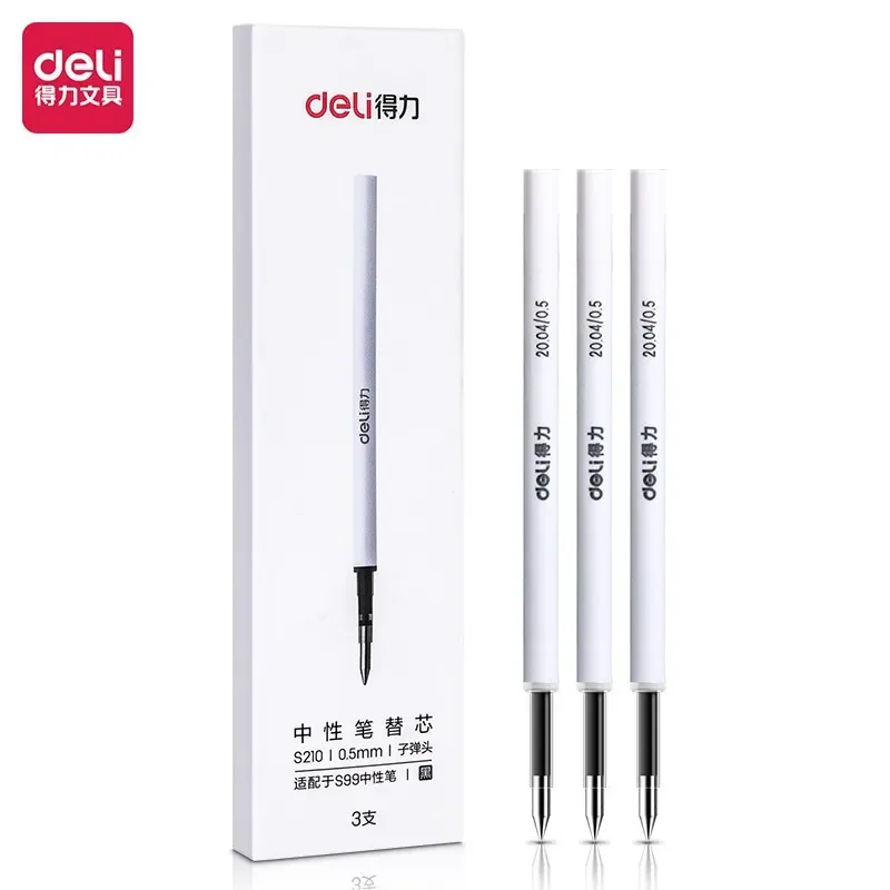 DELI-Stylo de signe en métal, stylos gel dorés et argentés, stylo d'écriture métallique avec des maux quotidiens, écriture lisse, fournitures scolaires et de bureau, 0.5mm