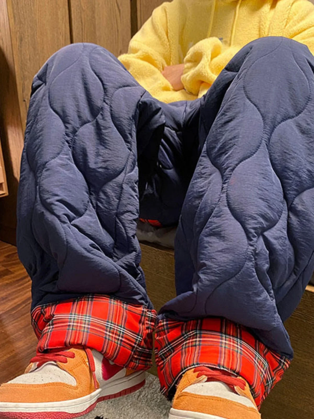 

Extra Thi Winter Cotton Trousers for Men And Women with Gourd Pattern Snowproof Warm Plaid Design for -40 Deee Cold