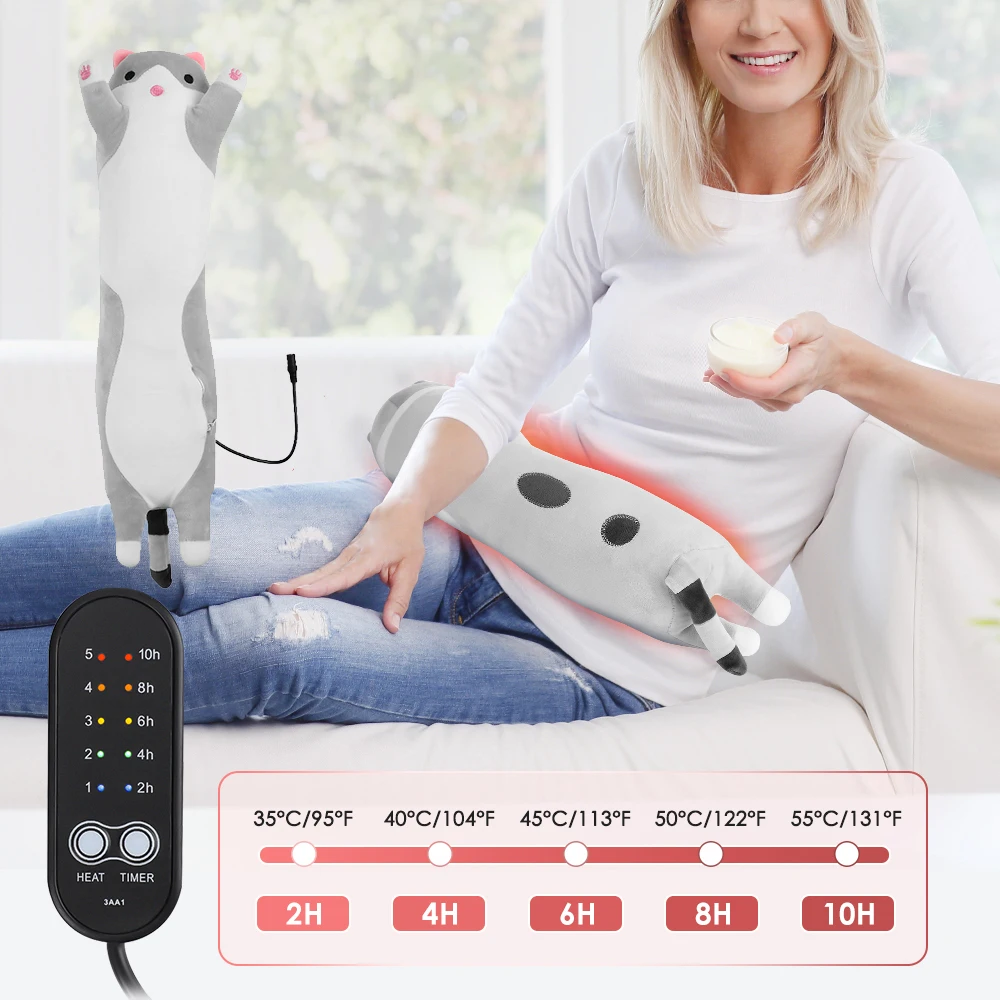 

Электрическая грелка с милым котом для менструальных спазмов, питание от USB, офисная подушка для поддержки нижней части спины, 5, тепловые подарки для женщин