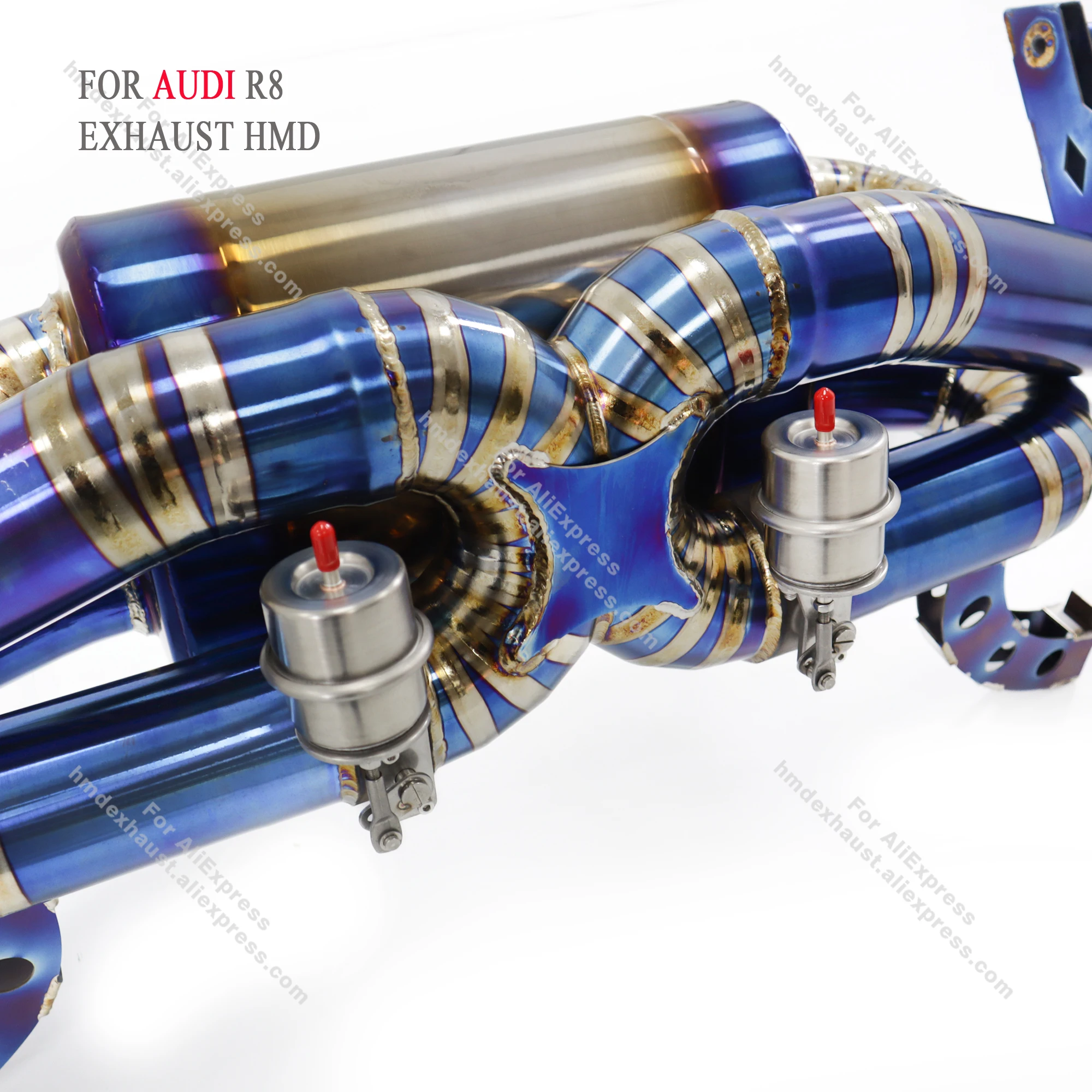 ท่อไอเสียคุณภาพสูงสำหรับ AUDI R8 5.2L ปี 2013-2016 ระบบไอเสียไทเทเนียม วาล์วสุญญากาศ พร้อมตัวเก็บเสียง ติดตั้งแบบไม่ทำลาย HMD