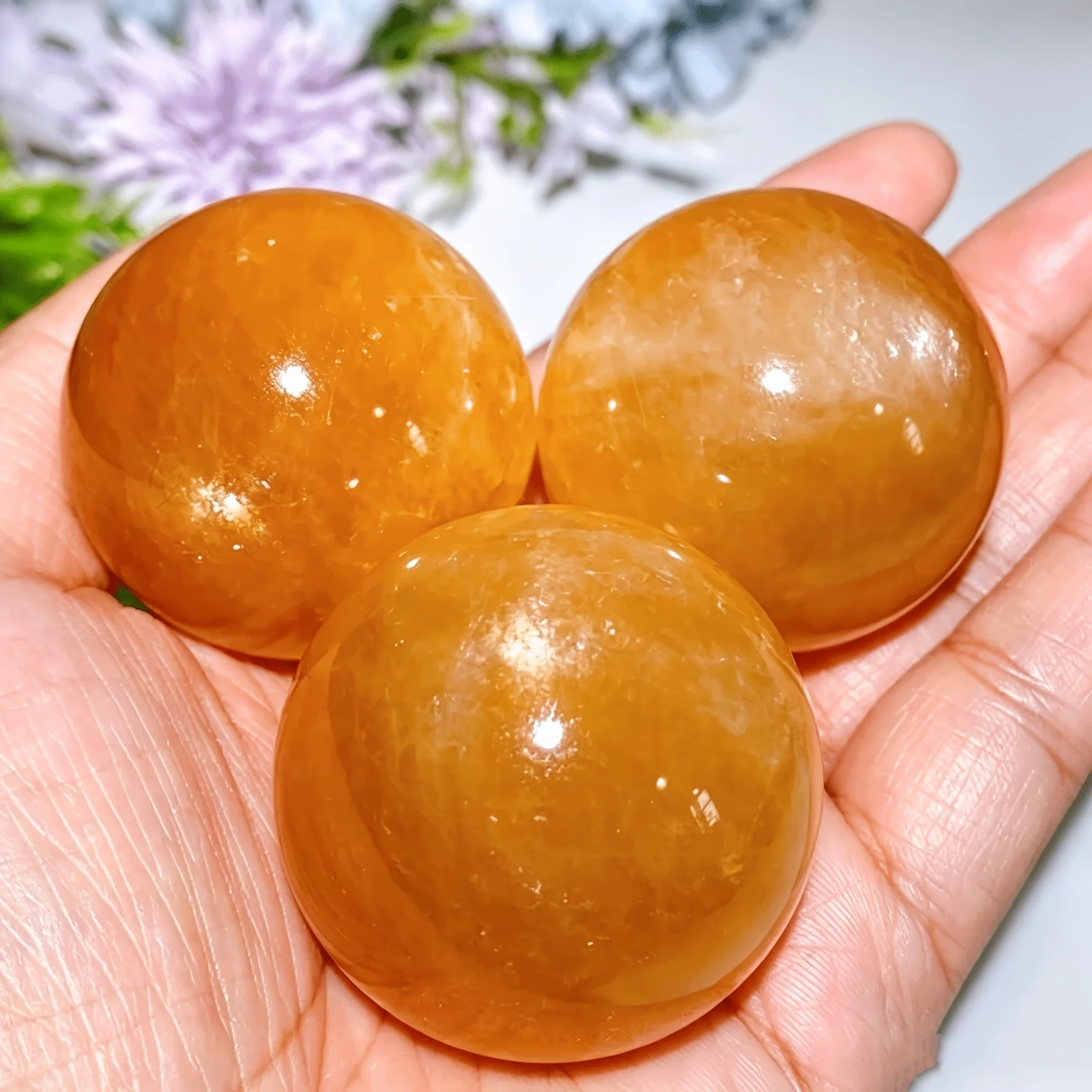 Natural Yellow Calcite Crystal Ball, Natural crystal rough Home Decor, Natural Decorative Stones for Home, Polished Crystal