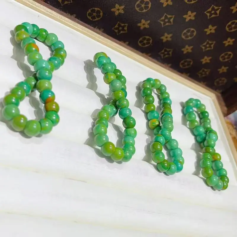 Magnesite, Turquoise, Rapeseed Green, Large Intestine-Shaped Beads Bracelets And Jewelry