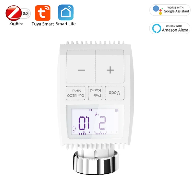 Actuador de radiador ZigBee inteligente Tuya, Control Vioce manos libres, válvula de Control de temperatura termostática programable TRV