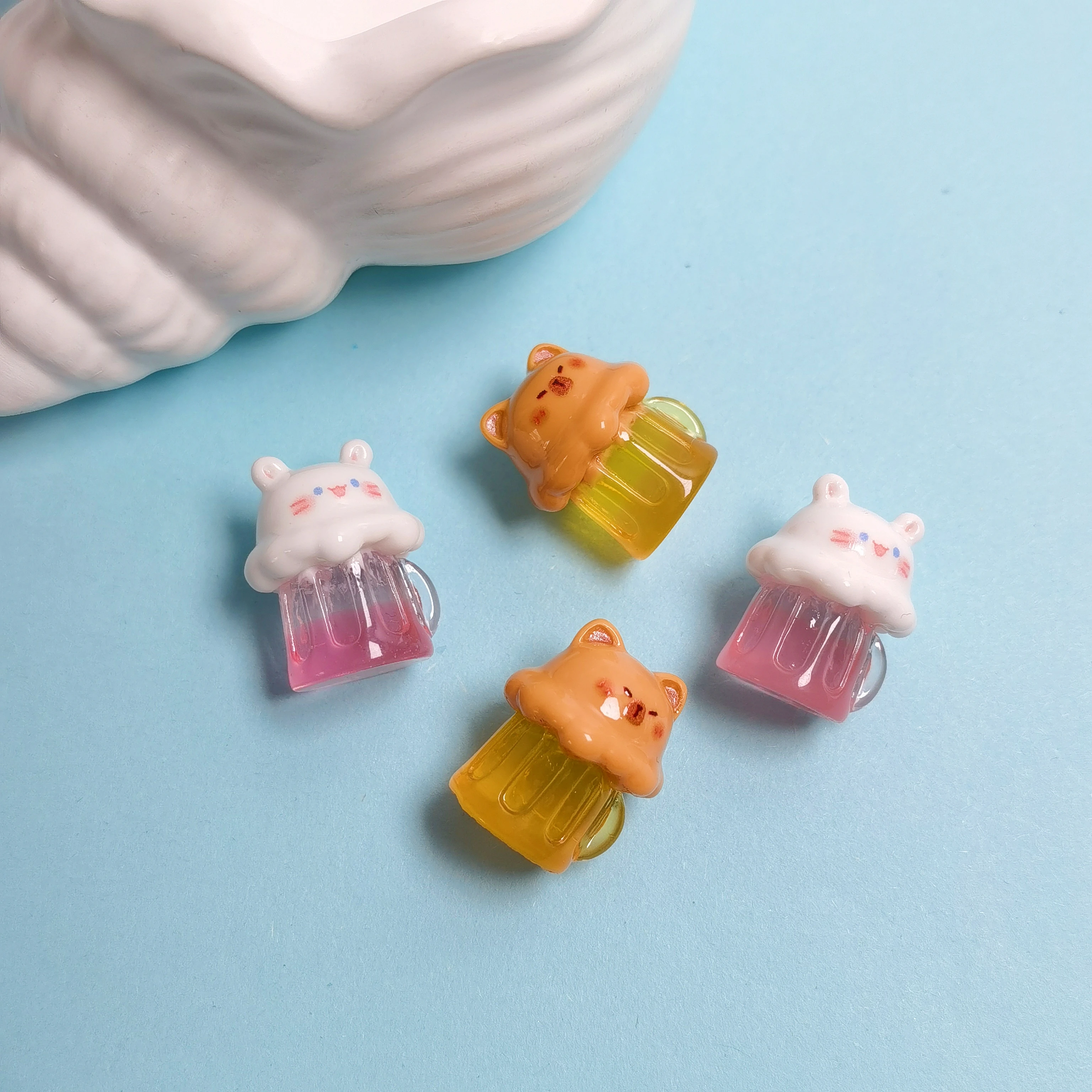 Cute Simulated Mini Glass Beer Barrel Resin Cabochons DIY Accessories Dollhouse Decor Desktop Ornament