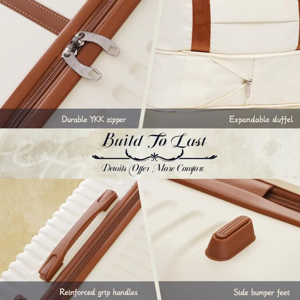 Lightweight 5-Piece White TSA-Lock Hardshell Spinner Luggage Set for Travel