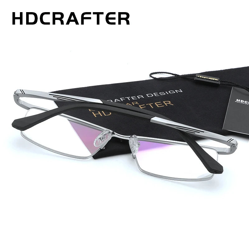 HDCRAFTER Men\'s Prescription Eyeglasses Frames Metal Optical Glasses Frame Brand Designer Clear Reading Glasses For Men Women