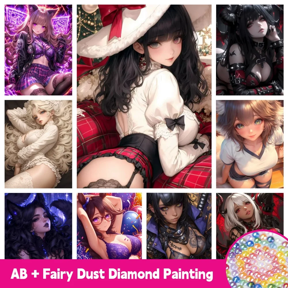 

AB Fairy Dust 5D Diamond Painting Cute Sexy Women Anime Girls Cartoon Characters Mosaic Embroidery Cross Stitch Handmade Decor