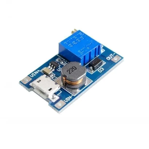 Módulo de impulso ajustável mt3608 DC-DC 2a placa de impulso módulo de reforço com micro usb 2v-24v a 5v 9v 12v 28v