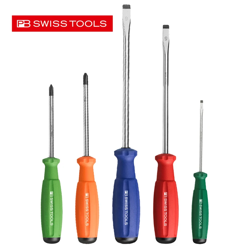 PB SWISS TOOL SwissGrip Screwdrivers for Slotted Screws Muti-color With Color Coded by Handle Size 8100 8190