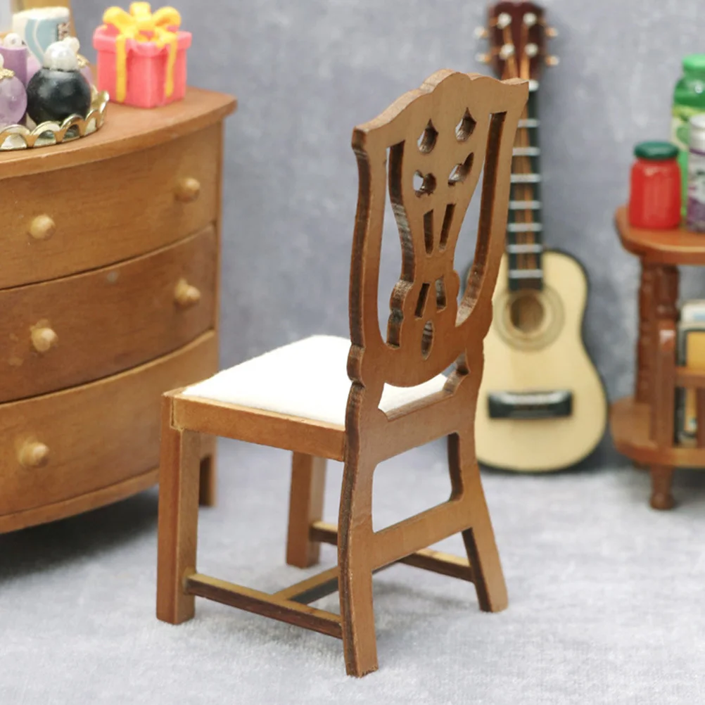 

1:12 Scale Miniature Wooden Study Chair For Diy Mini House Room Box Decoration Furniture Crafts Pretend Play Gift Mini