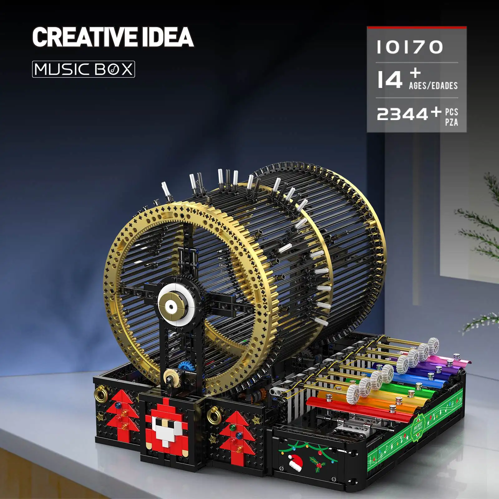 Mould King 10170 2344pcs Christmas Music Box Building Bricks Sets MOC Creative Puzzle Toys For Kids Holiday Gifts Decoration